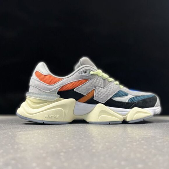 New Balance 9060 Series Grey & Yellow and Green Running Shoes - Picture 3 of 6